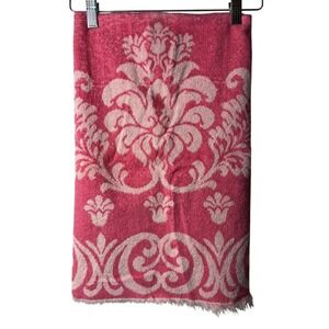 Vintage Pequot Fleur De Lis Bath Towels Fringe MCM Pink USA Home Bathroom Retro